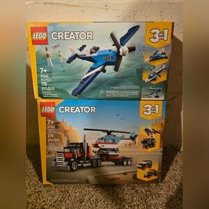 LEGO CREATOR LOT (2): 31160 Race Plane & 31146 Flatbed Truck with Helicopter